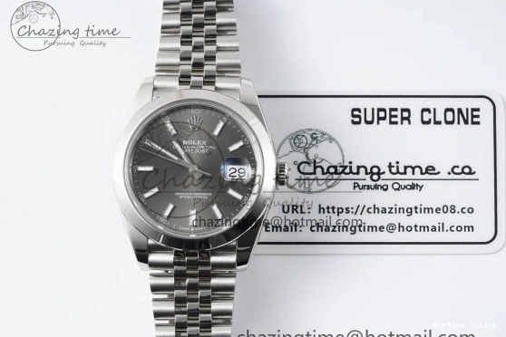 0419 OdorResistant DateJust 41 SS Polished Bezel KING 1:1 Best Edition 904L Steel Gray Stick Dial on Jubilee Bracelet VR 2207